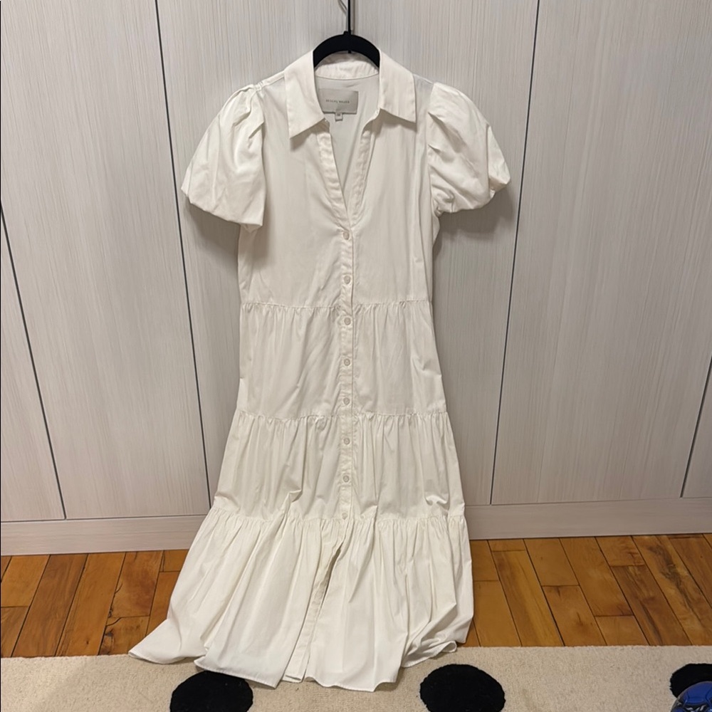 White Puff Sleeve Peter Pan Collar Sundress